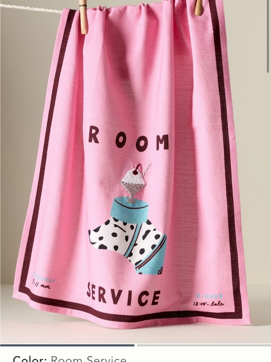 Anthropologie Other - Anthropologie Pink 'Room Service' kitchen Towel